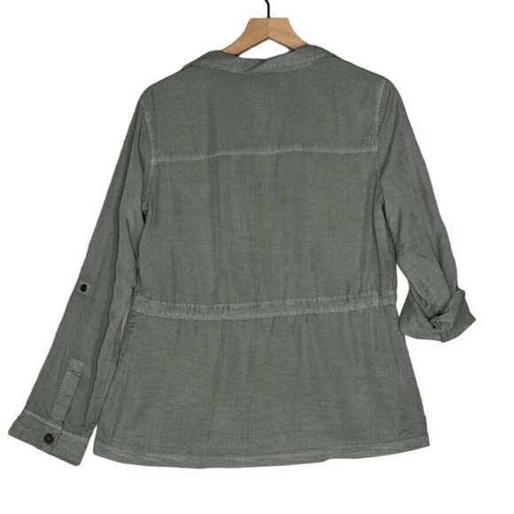 Sanctuary Light Weight Long Roll Tab Sleeves Shirt Jacket Tie Waist Shacket Sz S - Picture 3 of 7